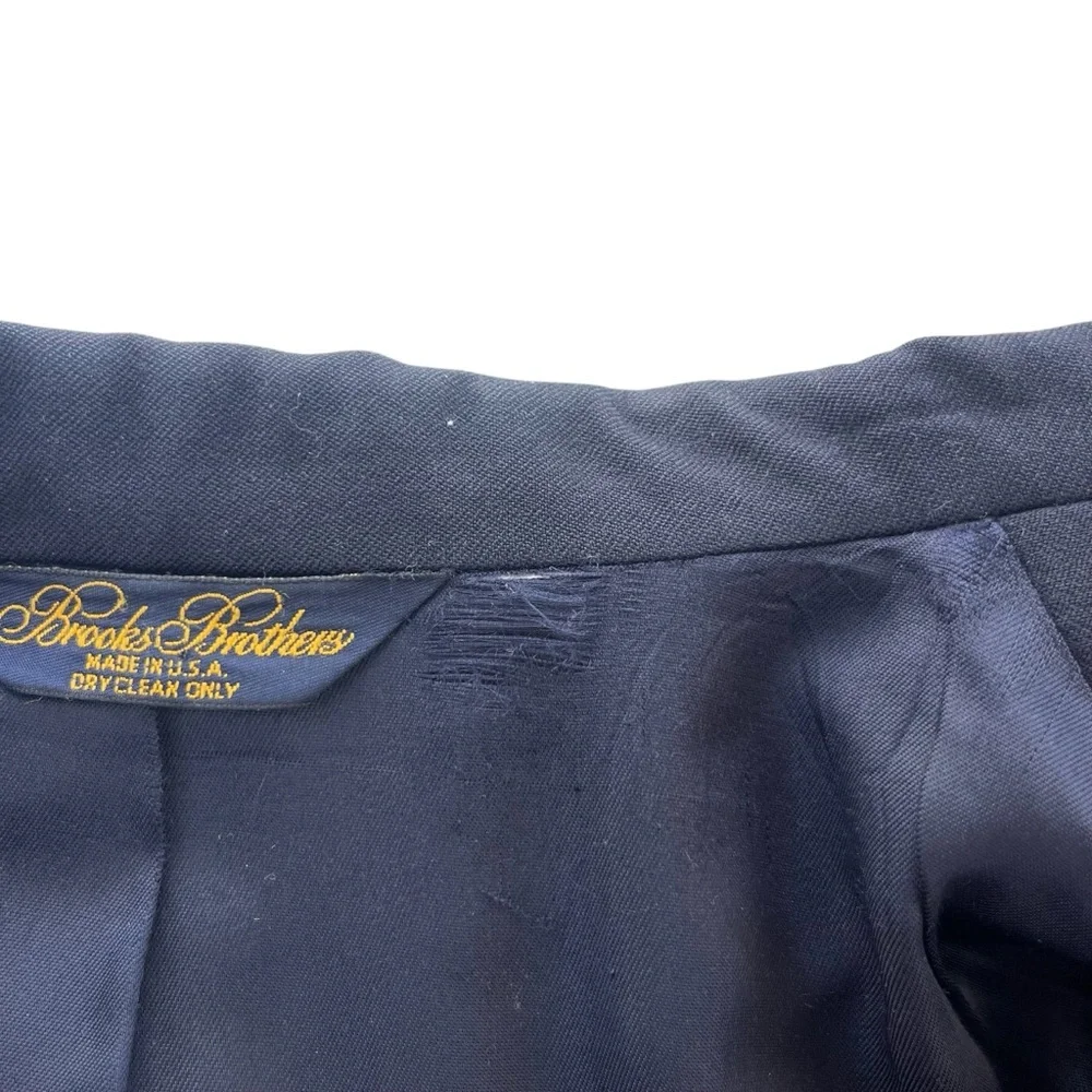 Brooks Brothers Brooksease Mens Size 42L Navy Blue Gold Buttons 100% Wool Blazer